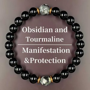 Retro Obsidian Elastic Handmade Mens Bracelet