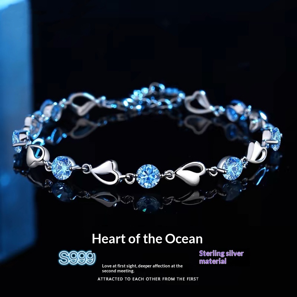 925 Sterling Silver Heart Of The Ocean Bracelet