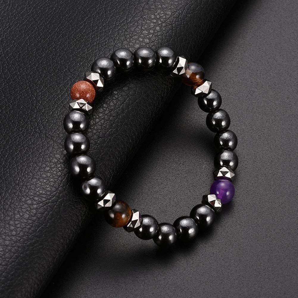 8mm Black Tourmaline Bracelet With Cinnabar And Amethyst Stones - Image 3