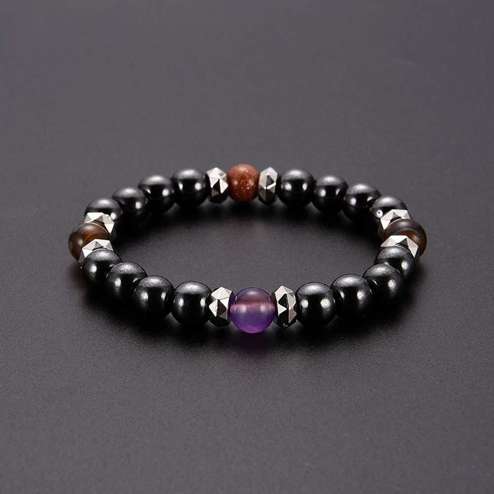 8mm Black Tourmaline Bracelet With Cinnabar And Amethyst Stones - Image 5